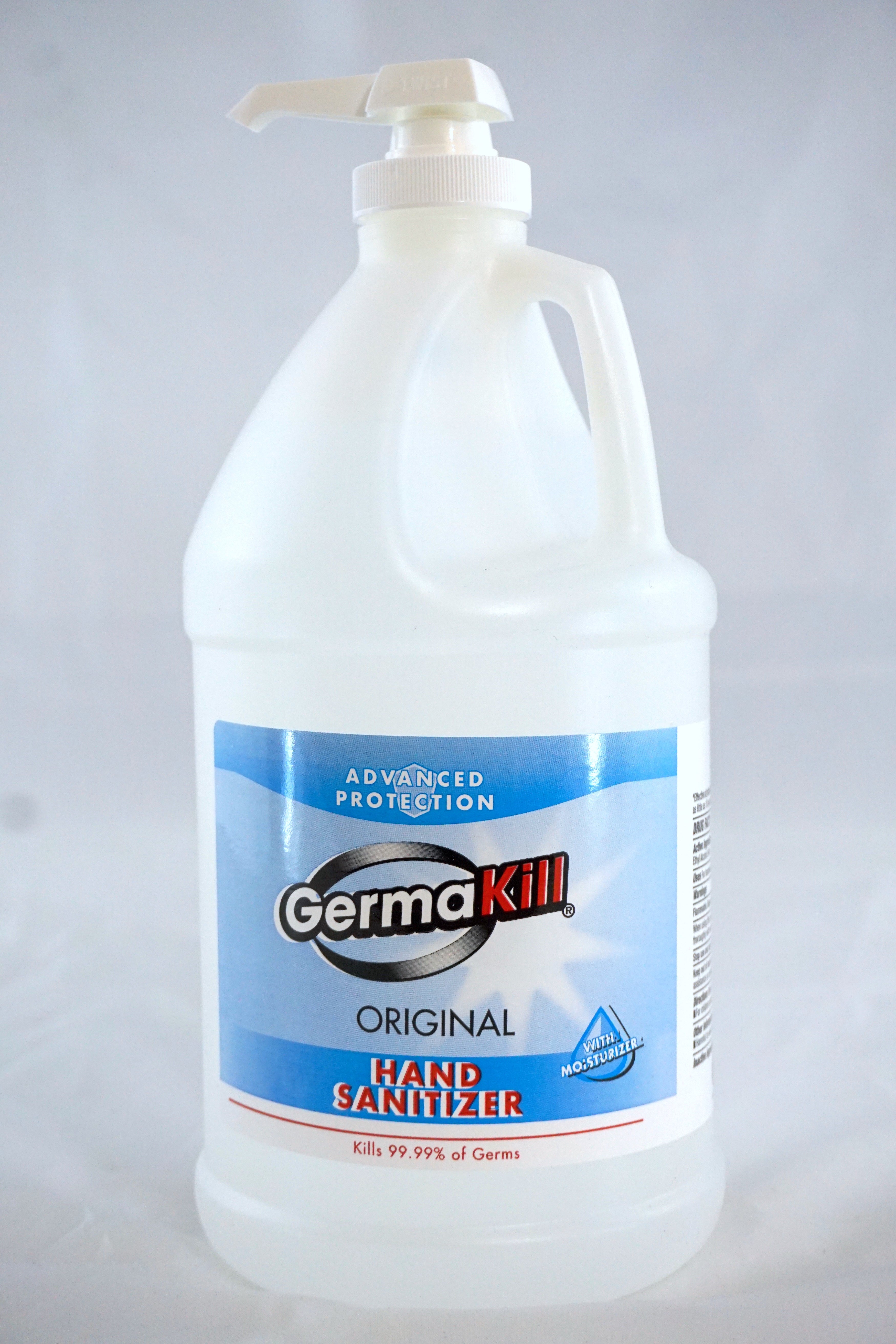 NEW. GermAttack Hand Sanitizer Gel 1/2 Gallon/64 Oz Size with pump. Gel 70%  alcohol formula with aloe vera, each